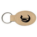 Key Chain - Light Brown Oval, Leatherette